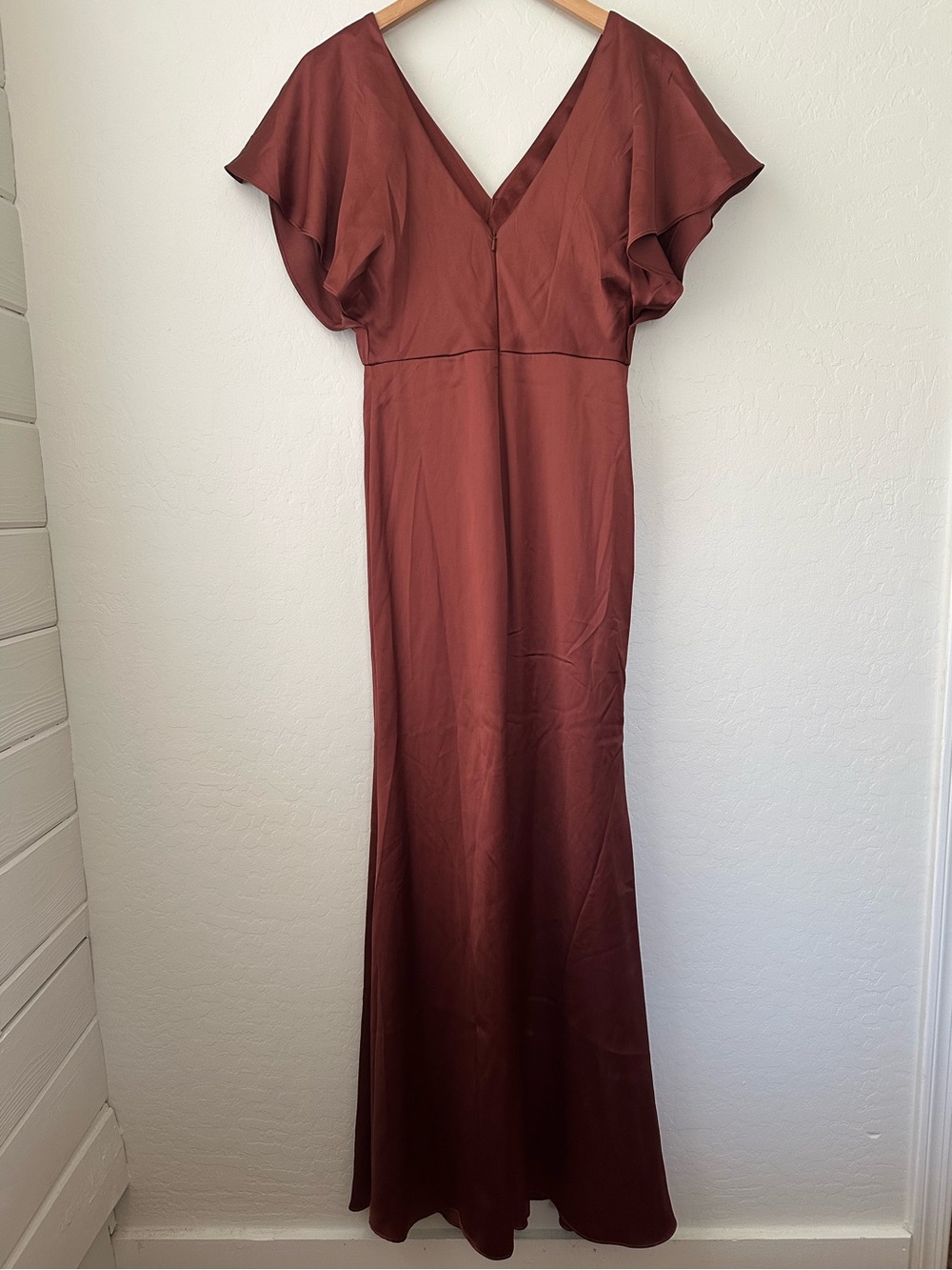 Revelry Gwen Satin Maxi Formal Dress Gown in Copper Rust, Size 4 - Picture 2 of 8